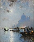 wilhelm von gegerfelt Venice in twilight Spain oil painting artist